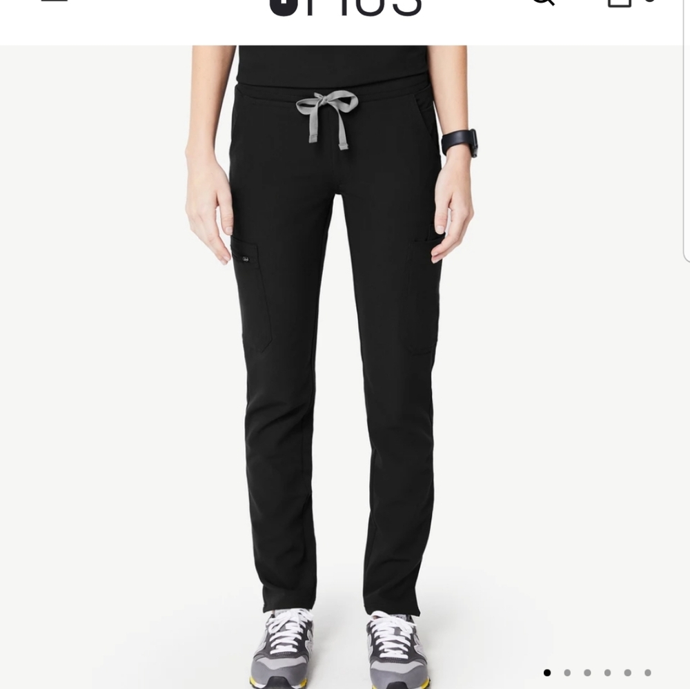 Figs Women's Black Pants with Gray Tie